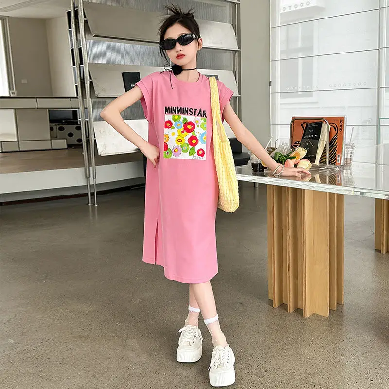 

Two-Tone Layered Dress Fashionable Summer Gown for Big Girls - Modern Color Block Design