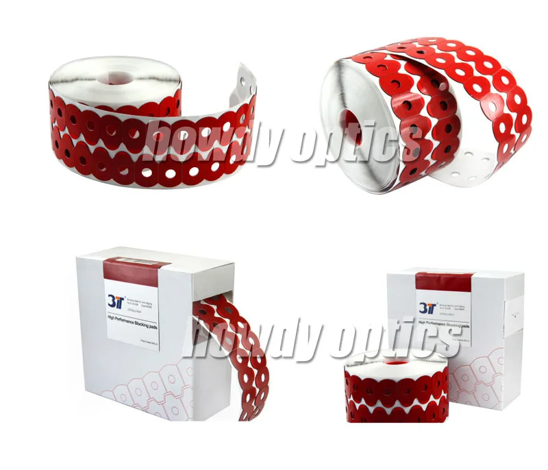 Quality Red Optical Eyeglasses lens edging adhesive blocking pad accessories Size 17 18 21 24mm 1000pcs/roll