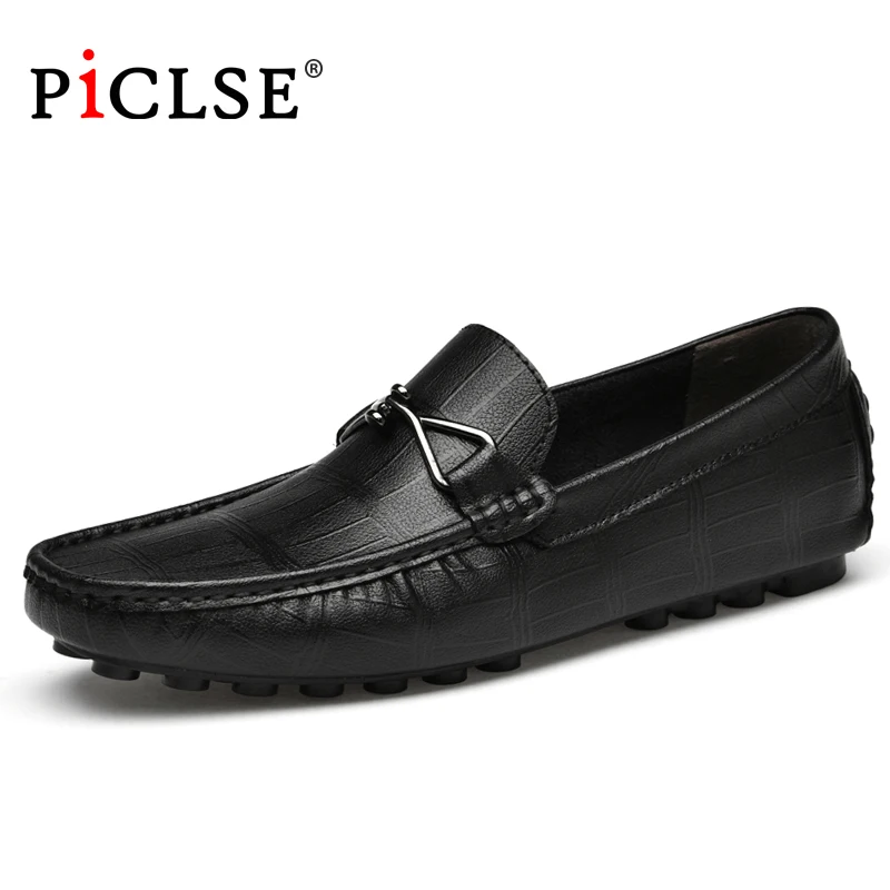 

PICLSE Business Casual Leather Shoes Men Loafers Genuine Leather Men Shoes Comfortable Moccasins Driving Shoe male Large size 47