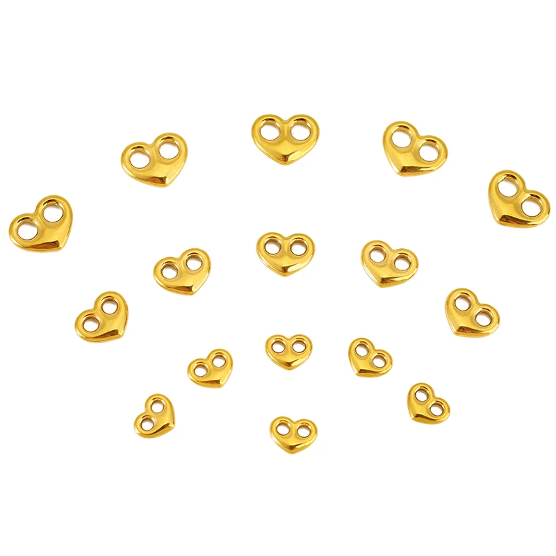 

5pcs PVD Stainless Steel Gold Pig Nose Double Hole Heart Charm Connectors for DIY Bracelet Necklace Jewelry Making Accessories