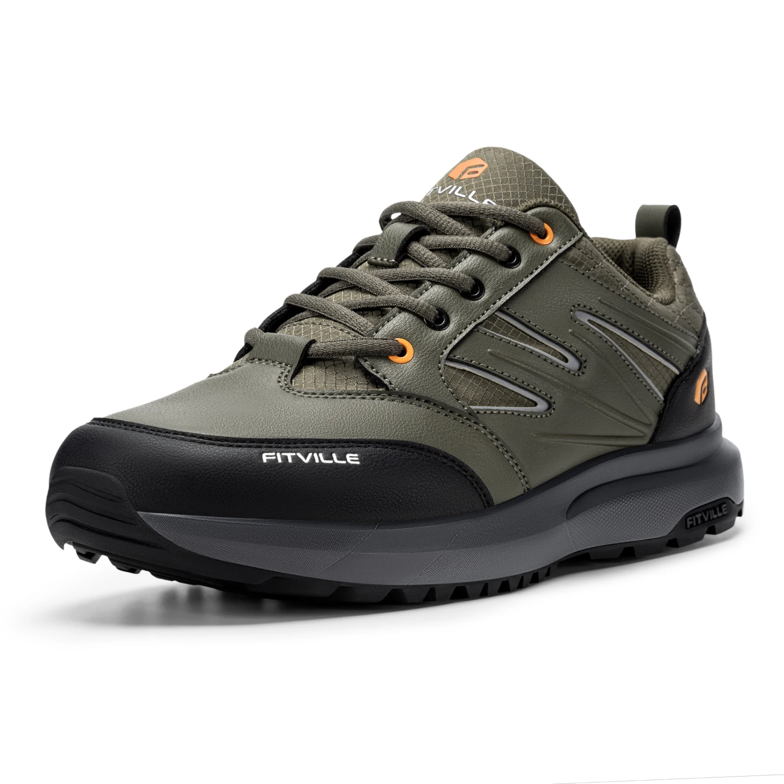 FitVille Herren Weitpassform Wasserdichte Wander- & Arbeitsschuhe Outdoor-Walkingschuhe mit Fußgewölbestütze, Fersenschmerz-Linderung Komfort-Fußbekleidung