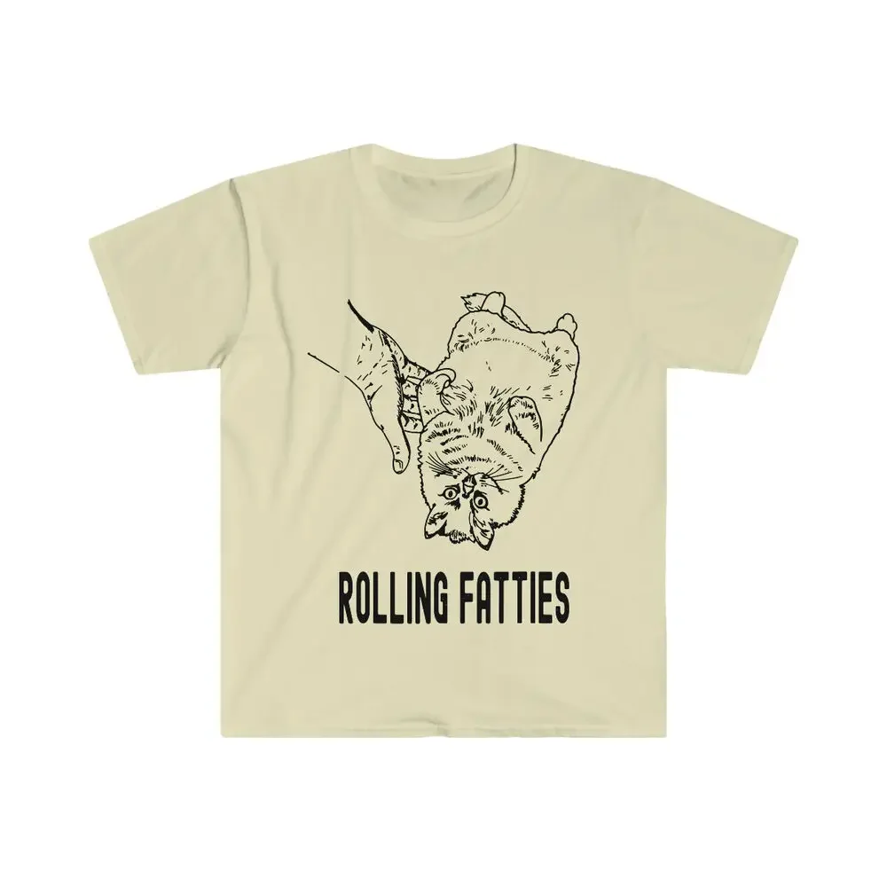 Rolling Fatties Cat T Shirt  Smoker Stoner Witty Saying Minimalist Tee   High Quality 100%Cotton Short Sleeve