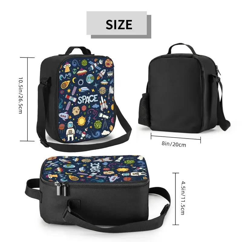 Space Universe Sun Planet Resuable Lunch Boxes for Waterproof Astronaut Spaceship Thermal Cooler Food Insulated Lunch Bag Kids