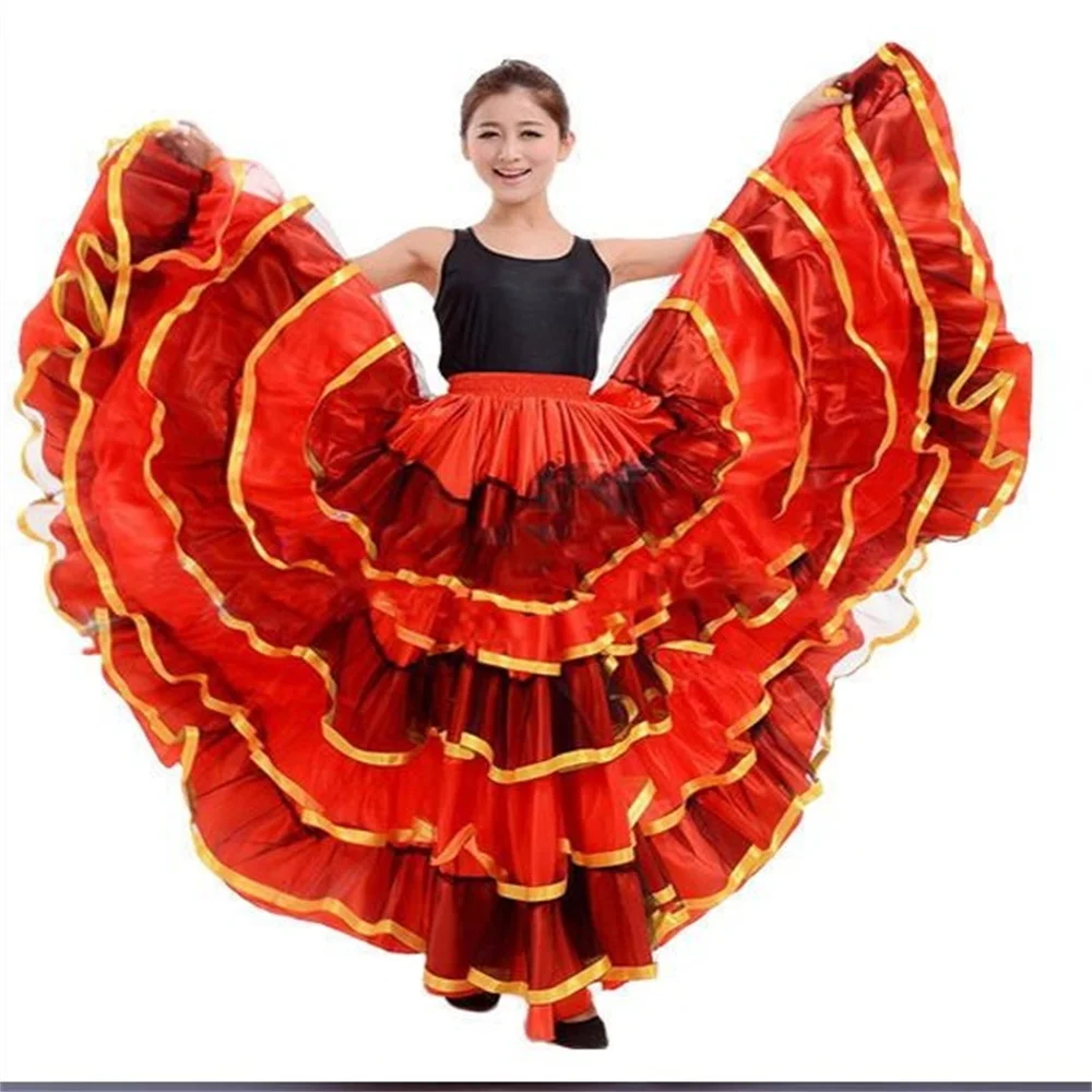 Sukienka do tańca brzucha, kostium na karnawał, bal, flamenco hiszpańskie, damska, 720 stopni, poliester, satyna, gładka, duży zamach.