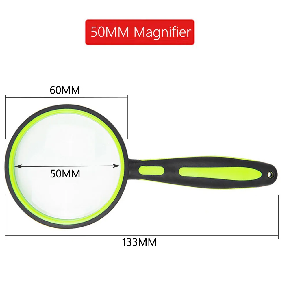 50mm 10X Handheld Magnifying With Non-Slip Soft Handle Glass Reading Magnifier For Seniors Book Newspaper Reading