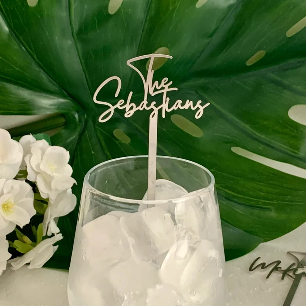 Personalized Stainless Steel Guest Name Party Drink Stirrers Custom Cocktail Bar Accessories Wedding Table Centerpiece