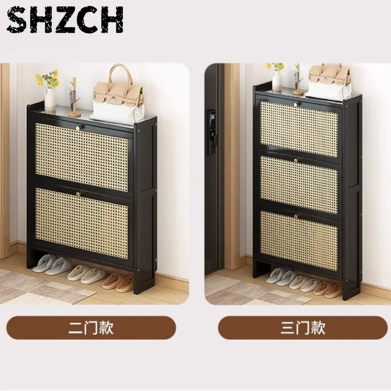 Bamboo Shoe Cabinet Household Multi-layer Shoe Rack Space-Saving Dustproof Shoes Organizer Apartment Hallway Tiered Shelf Unit
