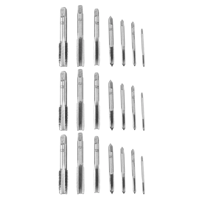 

【Вспышка!】21 шт. от M3 до M12, металлический ручной винт, метрическая коническая вилка, набор сверл для метчиков, серебро