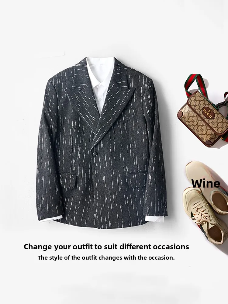 

Slim Fit Men's Suit Jaet Faionable Versatile Single-breasted Ele Design Casual Busin Sle Long Sve