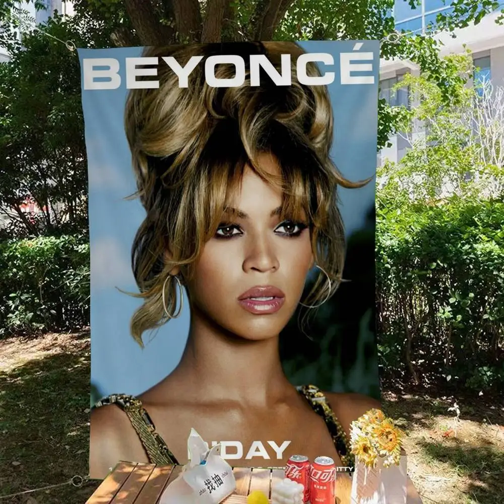 Music Beyoncé Creative Pattern Hanging Flag Polyester Printed Banner Hand Pulled Flag