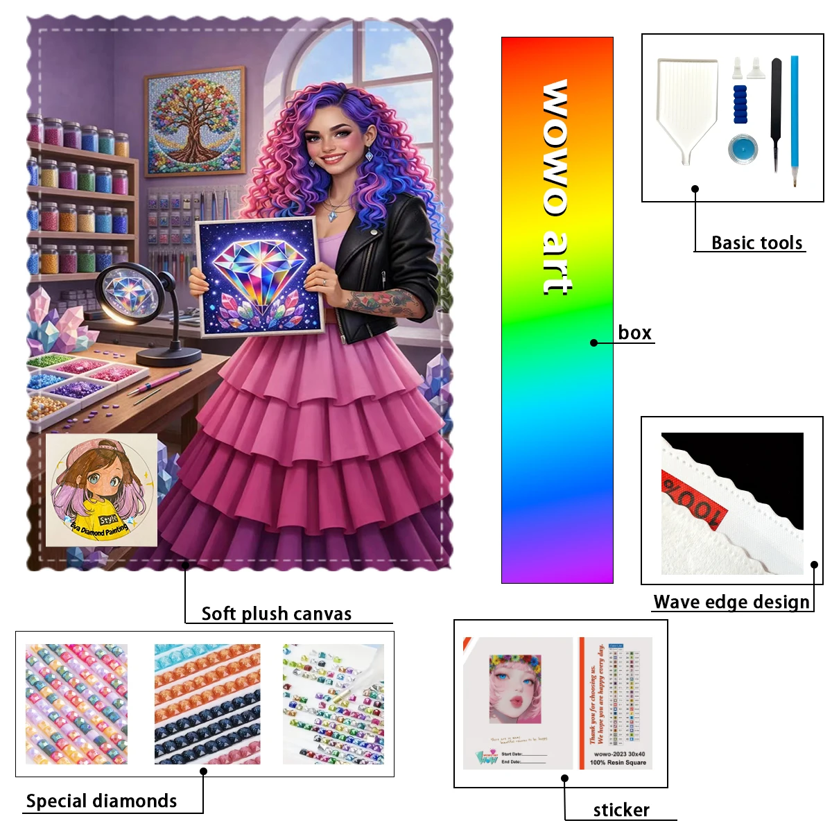 

【eva Diamond Art】Набор для алмазной вышивки La chica que ama las pinturas de diam, 100% смола FD+AB+YG, идеальное произведение, которое стоит приобрести