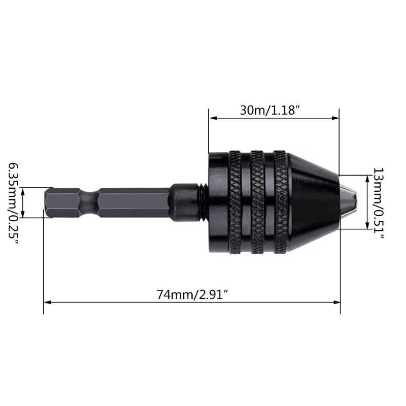 Electric Grinding Accessories Three Jaw Conversion Chuck 0.3-6.5mm Hexagonal Handle Rear Push Chuck Twist Drill Chuck Dropship