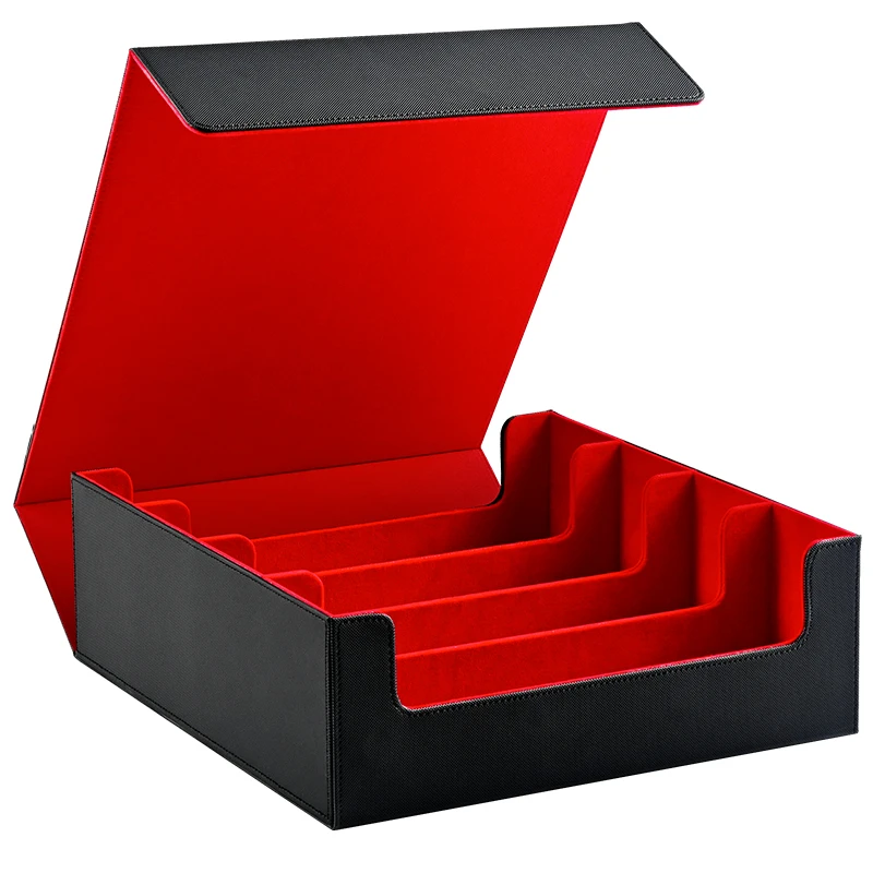 Trading Card Storage Box, Holds 3000+ Cards, Magnetic PU Leather Card Box, Fits for Magic, TCG Card, Sports Cards