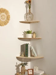Scalloped Corner Storage Rack Nordic Wooden Wall Decor Bedroom Living Room Kitchen Floating Wall Shelf Home Decorations Ledge