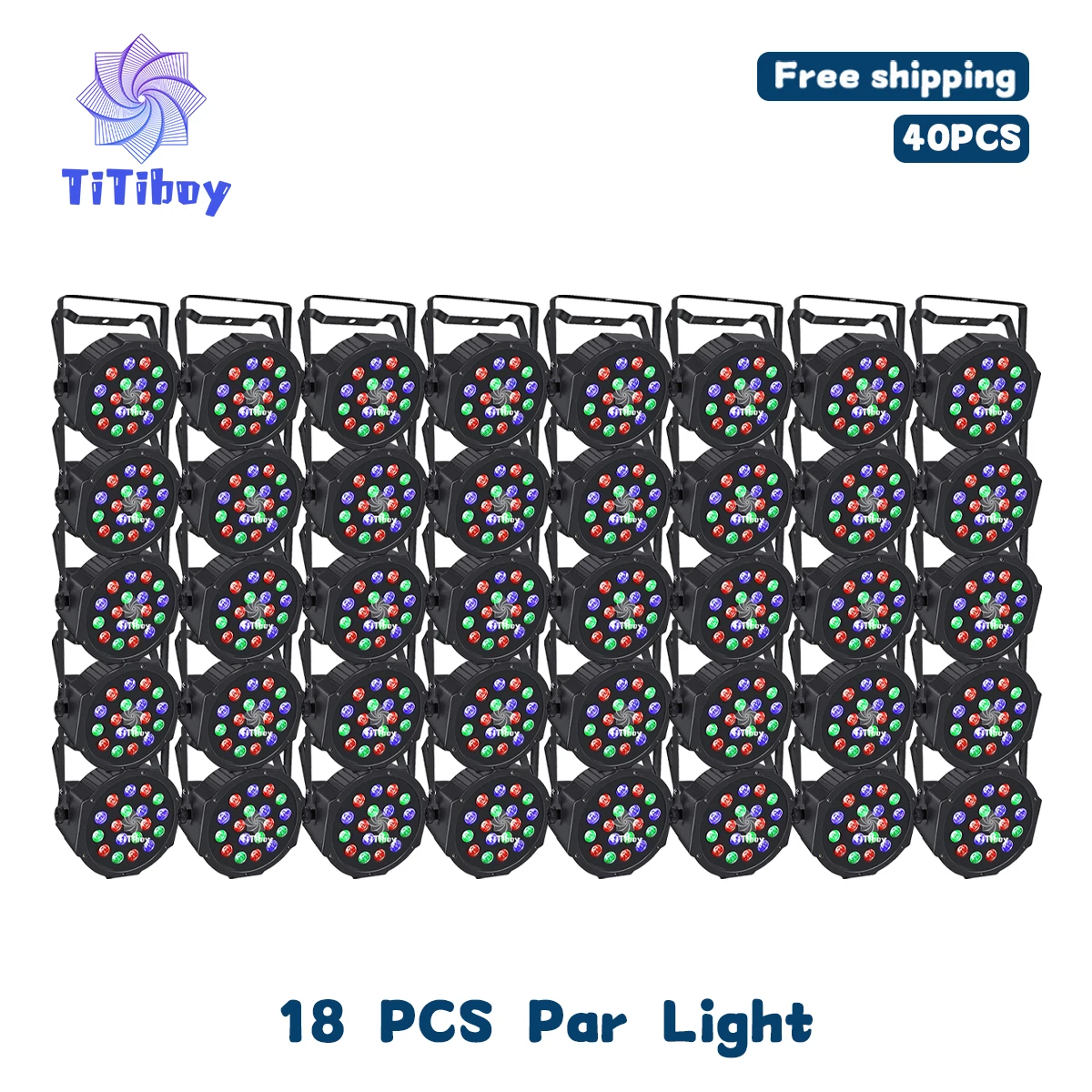 

No Tax 40Pcs 18Led PP Material Par Dj Stage Lights Led Par DMX Colorful RGB 3in1 Slim Par Led For Stage Show Lighting