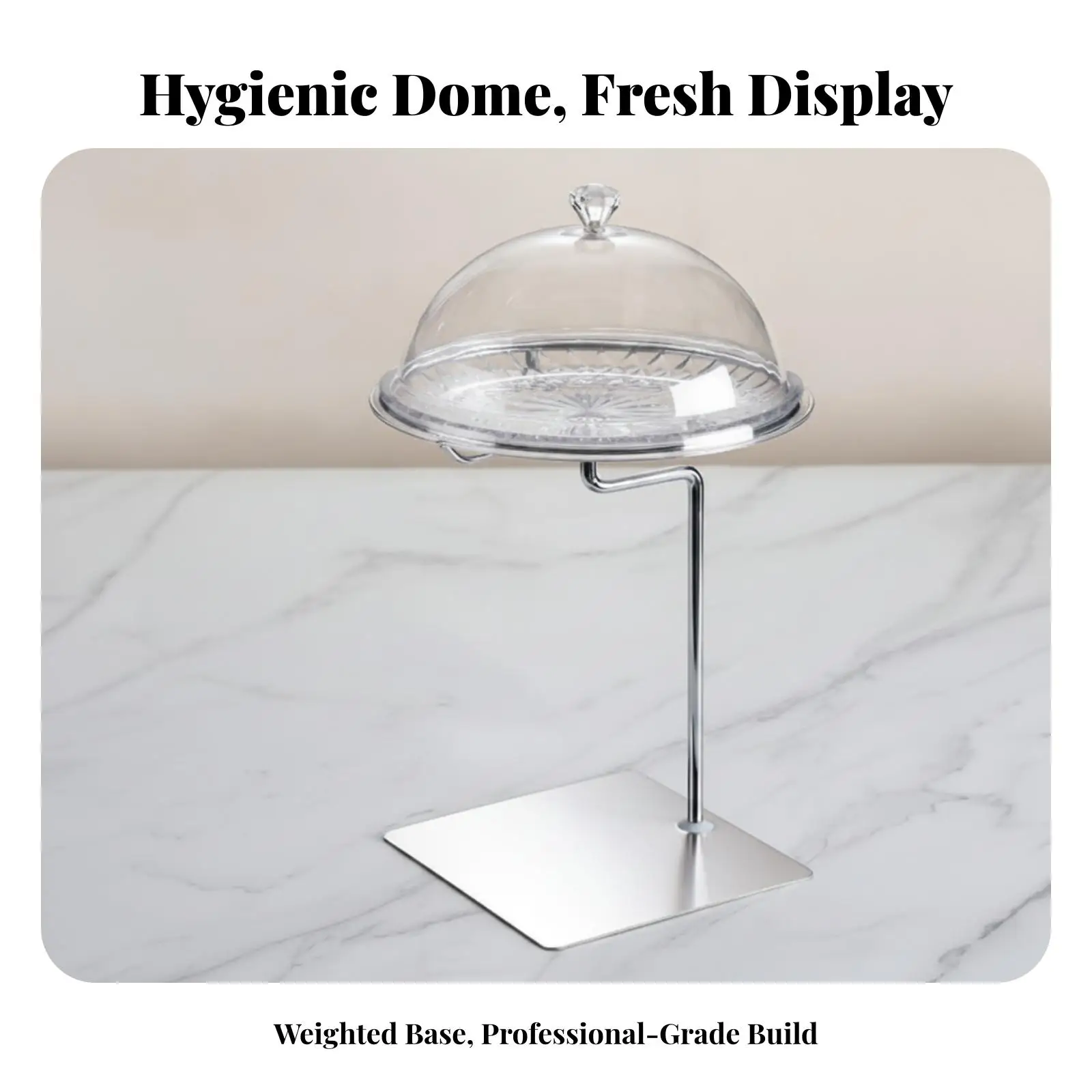 Portable Buffet Display Stand with Dome Lid for Fresh Fruit Artisan Snack Chilled Countertop Food Tray
