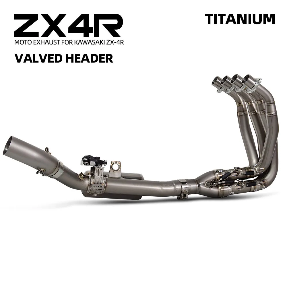 For Kawasaki ZX-4R ZX4RR Motorcycle Exhaust Modify Manifold Escape Titanium Alloy 60MM Front Link Pipe Kit with Electronic valve