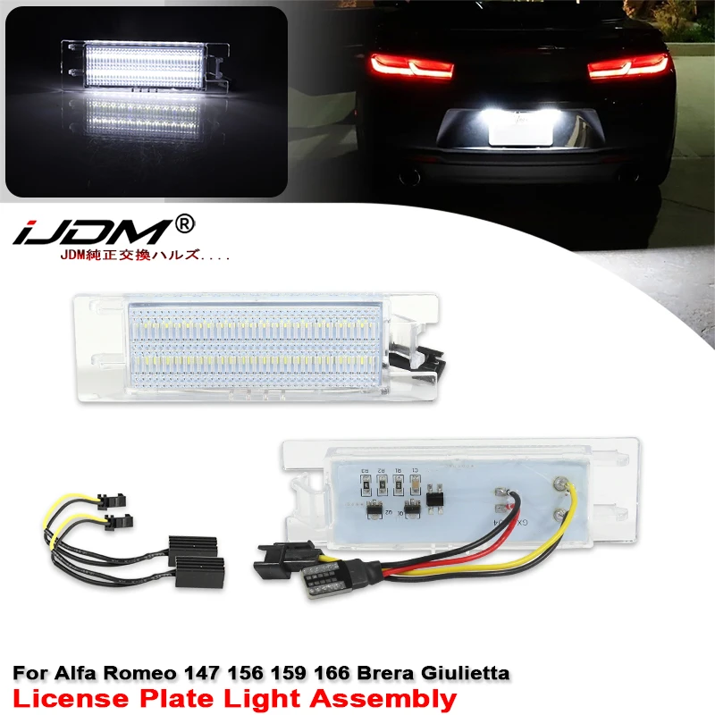 2pcs For Alfa Romeo 147 156 159 166 Brera Giulietta Type 940 MiTo Romeo GT Spider 939 Error Free White LED License Plate Light