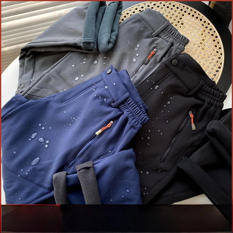 

Мужские повседневные брюки Thiened Fce на подкладке, мягкие повседневные брюки, ветрозащитные водонепроницаемые теплые брюки для молодежи, зимние виды спорта