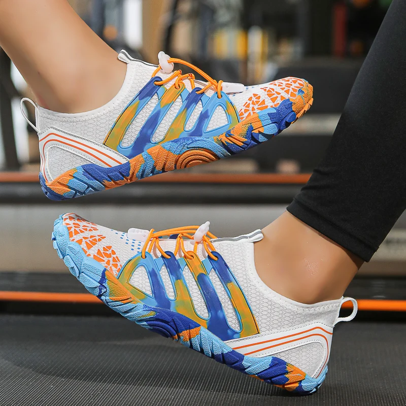 HKDQ Mannen Vrouwen Waterschoenen Big Size 46, Mannelijke Sneakers met Vingers Ademend Mesh Rubberen Zool Sneldrogend Strand Aqua Schoenen Vrouwen