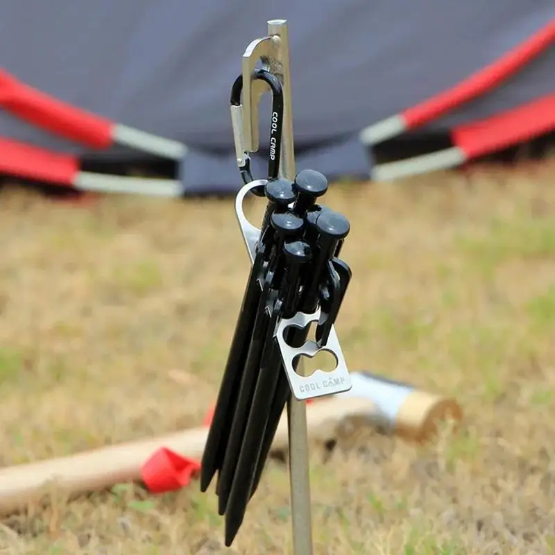 

Aluminum Alloy Camping Tent Stakes Tent Peg Nail Carry Holder Storage with Keychain Buckle for Backpacking for Hiking Fishing