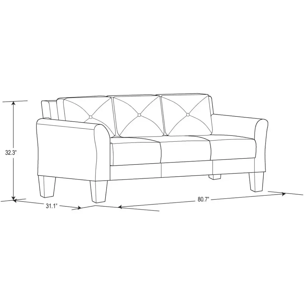 Sofá-cama de polipropileno, Sofá-cama chique e minimalista, Almofadas de pelúcia, Mobília da sala, Sofá-cama cinza escuro