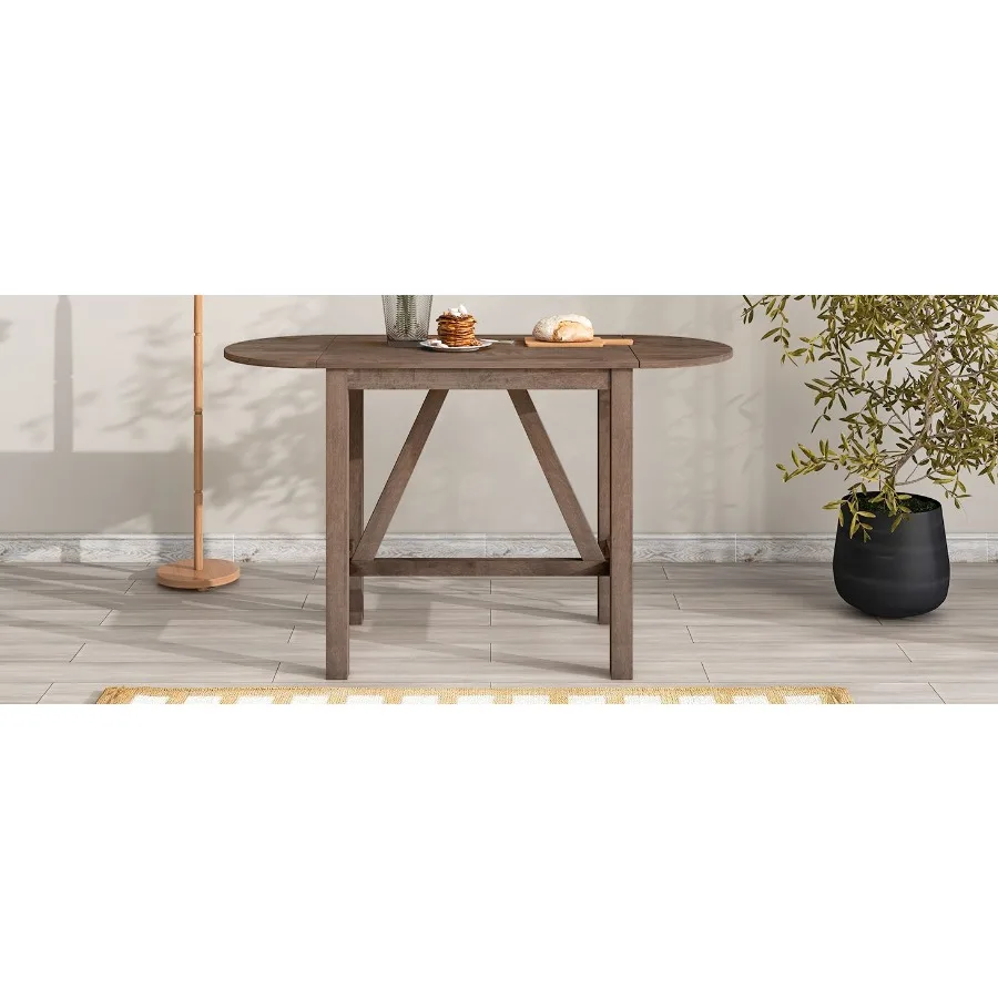 

TOPMAX 3Piece Wood Counter Height Drop Leaf Dining Table Set with 2 Upholstered Dining Chairs for Small Place Brown