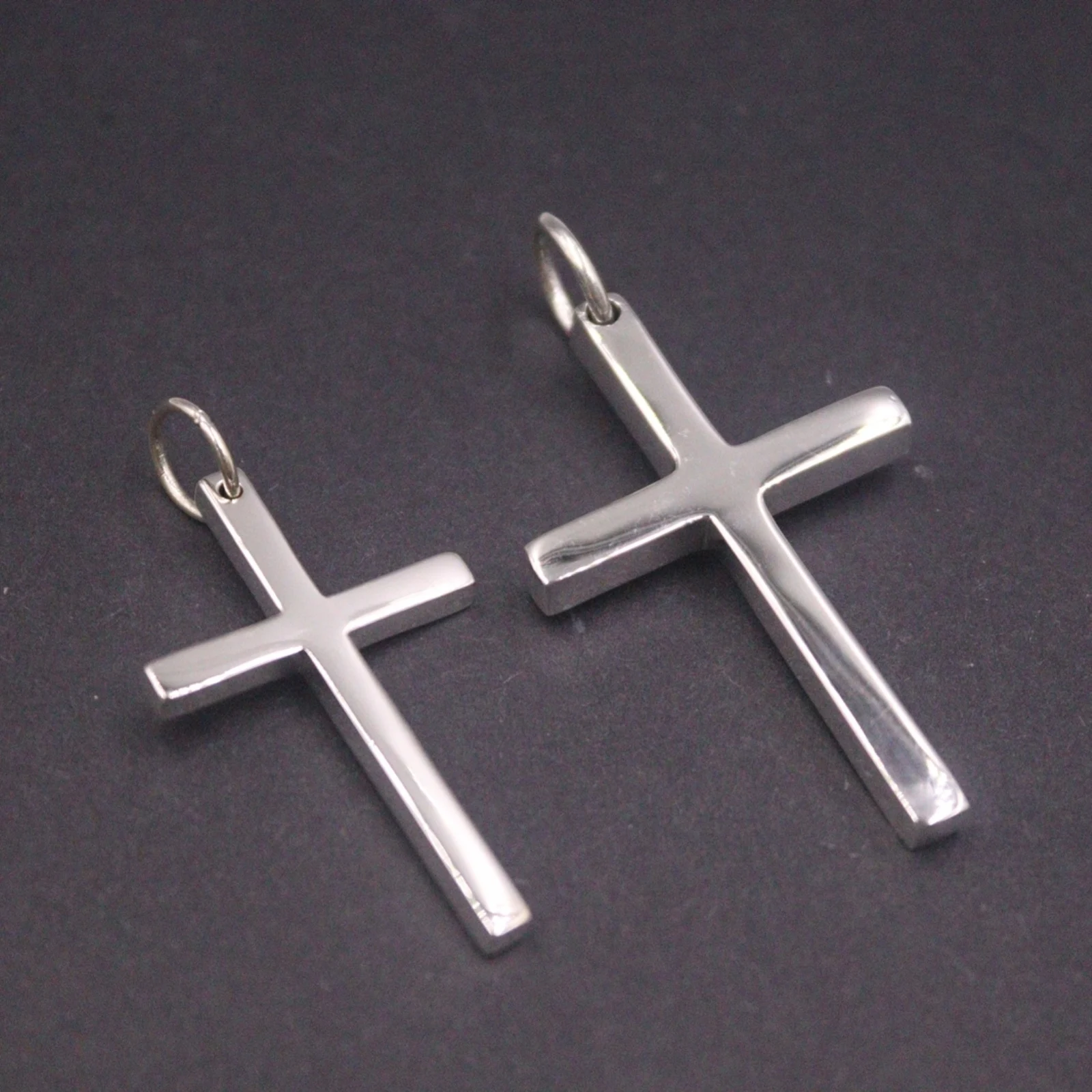 

Real Solid 925 Sterling Silver Men Women Lucky Square Strip Smooth Glossy Cross Pendant