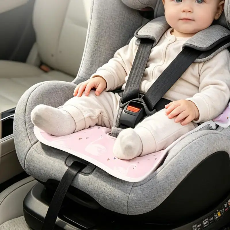Soft Baby Car Pad with Center Opening, Cotton Blend Pee Pad for Toddler Daily Driving and Family Travel Use