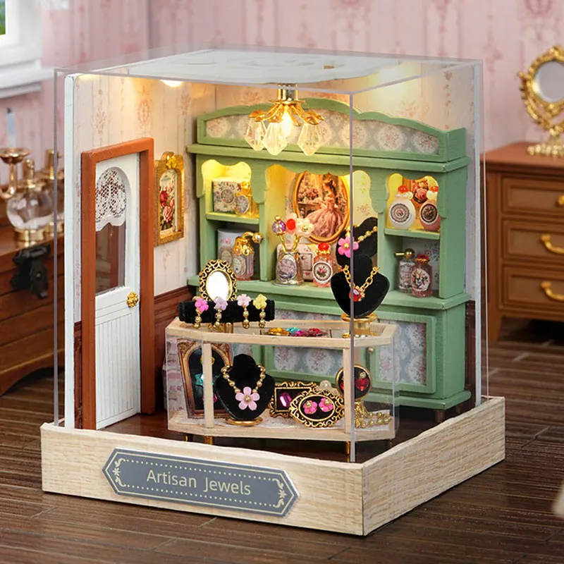 DIY Wooden Artisan Jewels Cottage Figurines Miniatures DollHouses Kits Mini Casa for Friends Birthday Gifts Home Decor Crafts