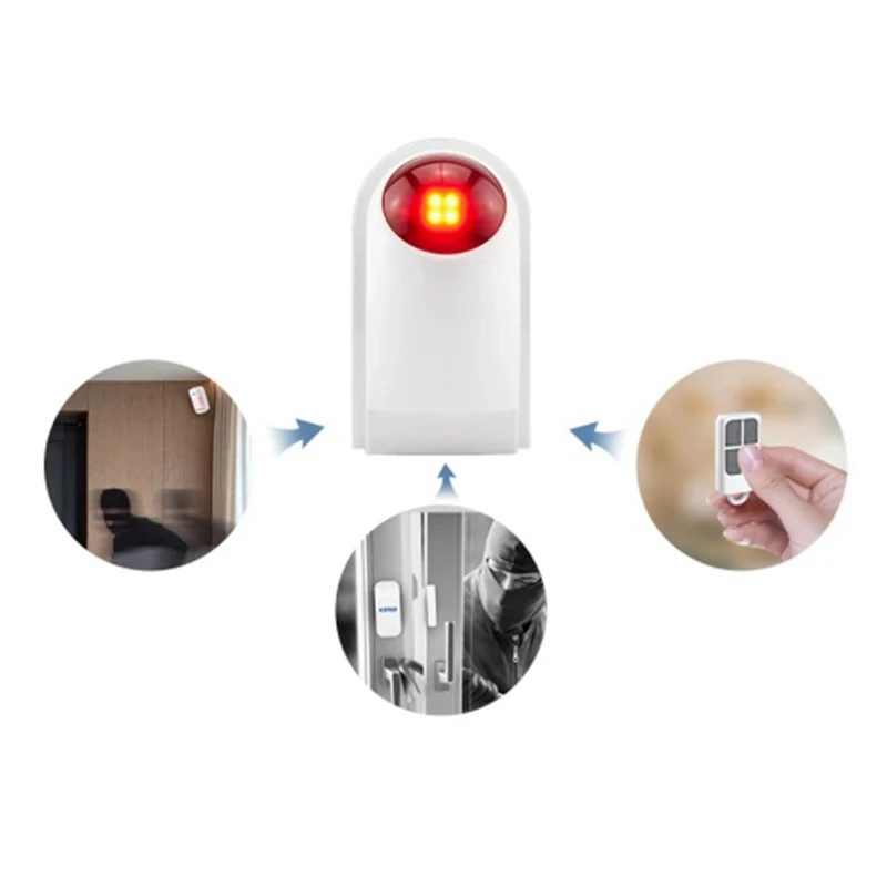 Sirene sem fio piscando para casa, sensor de luz estroboscópica, interior e exterior, Garage Alarm Security System, fácil de usar, EU Plug, 110DB, J008