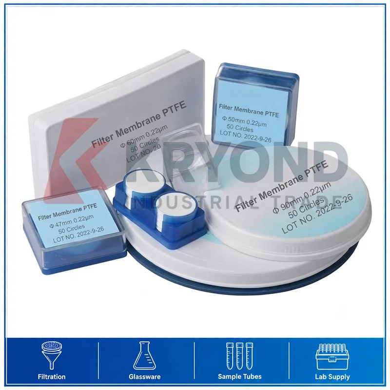 Generic Hydrophobic PTFE Filter Membrane 0.22um 0.45um Pore Size 13 25 47 50mm Diameter Autoclavable Laboratory Product 50PCS