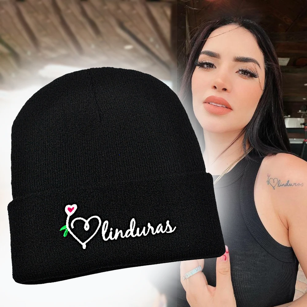 KIM Loaiza Beanie Embroidered Love Tattoo Knitted Hat Woman Winter Soft Outdoor Hat Unisex Skiing Cap