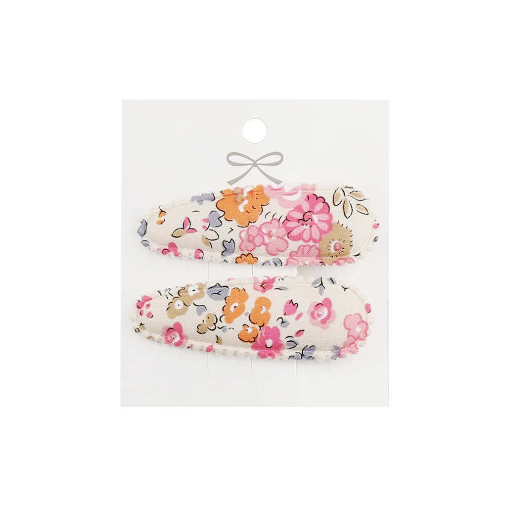 2pc Blumendruck 2 Zoll Basic Snap Baby Haar Tropfen Clips Spitze Stickerei Haar Klemme Pins Haarnadeln Baumwolle Plaid BB Haarspangen Mädchen – Detail 39