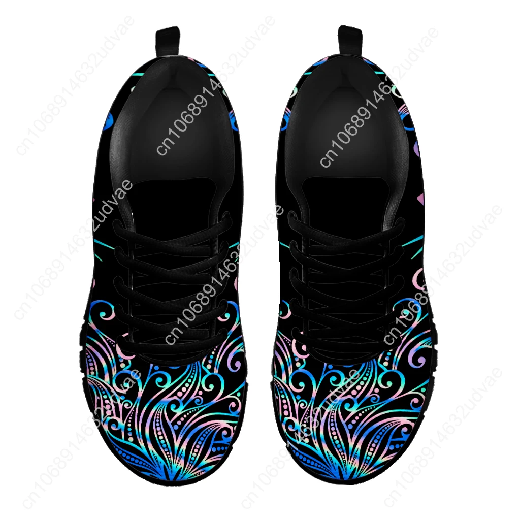 Trendy Color Ombre Hairdressing Equipment Printed Lightweight Outdoor Shoes Black Platform Sneakers Casual Shoes