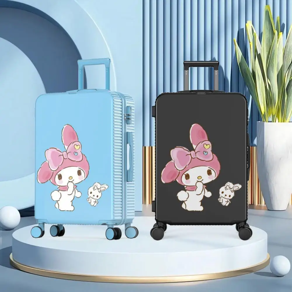 Sanrioed My Melody18-26 Inches Trolley Case Cute Suitcase Anime Kawaii Mute Universal Wheel Student Travel High Capacity Storage