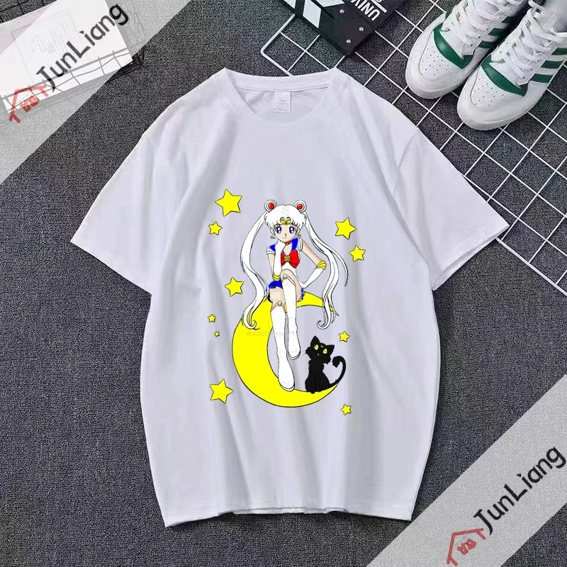 Sailor Moon Kpop Japanese Anime T-shirts for Women Kawaii Tops Sportswear Man Women's T-shirt Harajuku Y2k Clothing Goth Clothes