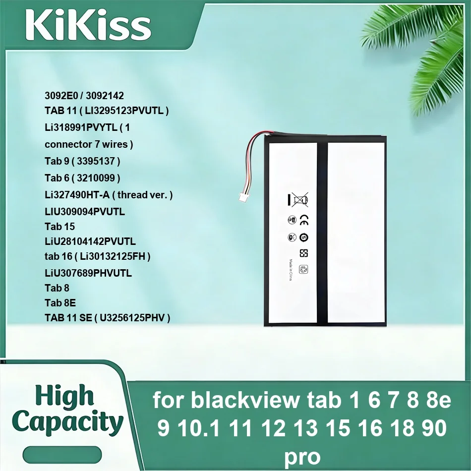 

LIU309094PVUTL Li327490HT-A (Версия с резьбой) Аккумулятор для Blackview Tab 1 6 7 8 8E 9 10.1 11 12 13 15 16 18 90 Pro