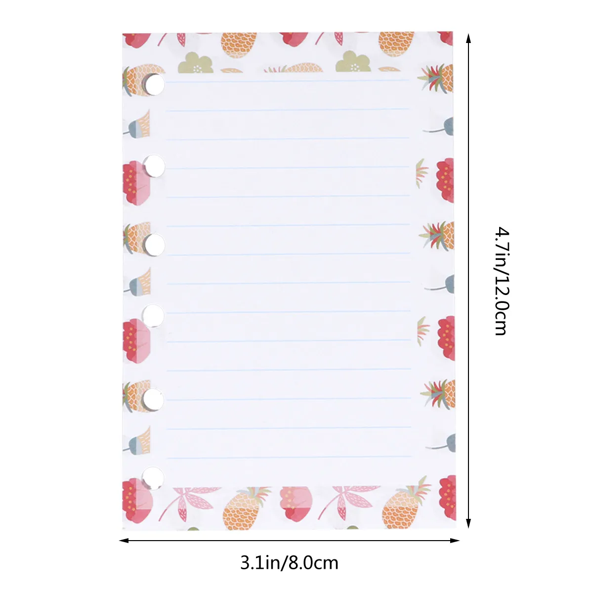 40Sheets Cartoon A7 Paper Refills Colorful 6 Holes Horizontal Lines for Spiral Notebook Planner Notepad Daily Travel Office Use