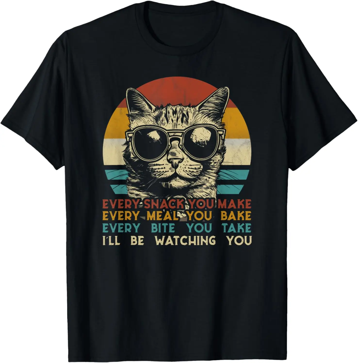 Every Snack You Make Cat Cat Breed Meow Retro T-Shirt Summer 100% Cotton Casual High Street Oversized Loose Breathable T Shirts