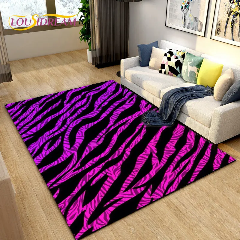 3D Color Series Zebra Pattern Area Rug Large,Carpet Rug for Living Room Bedroom Kitchen Doormat Decoration, Non-slip Floor Mat