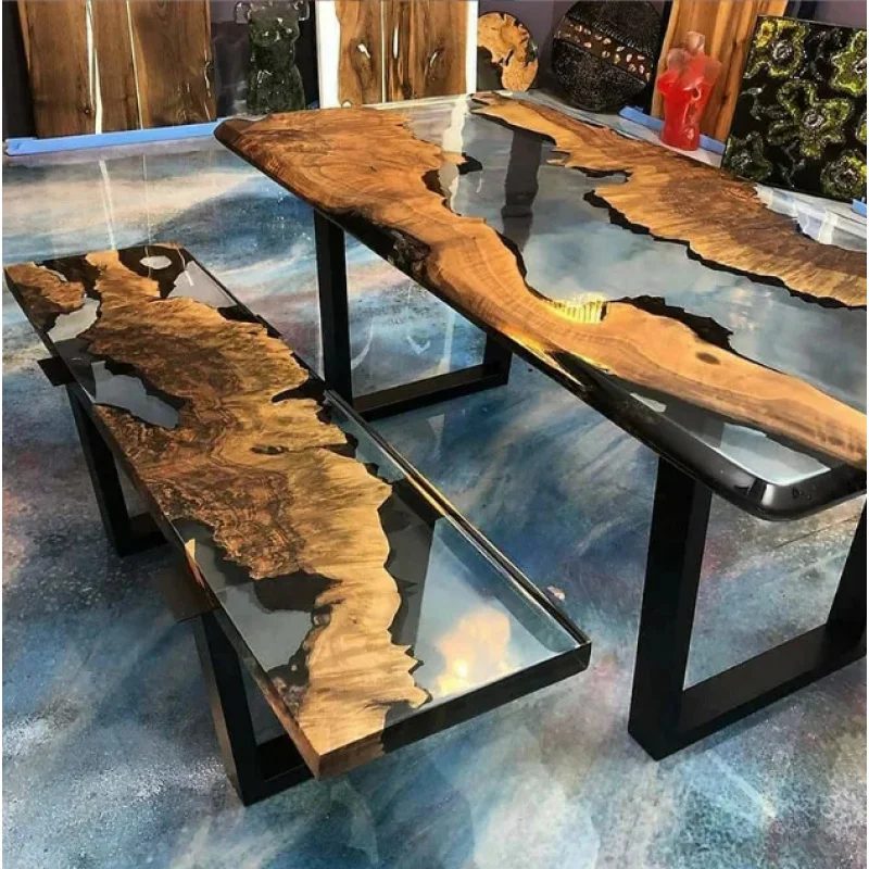 custom.High Quality Modern Style Live Table Antique Living Room Epoxy Resin Slab Wooden Dining Conference Coffee 4ft 5ft Ta