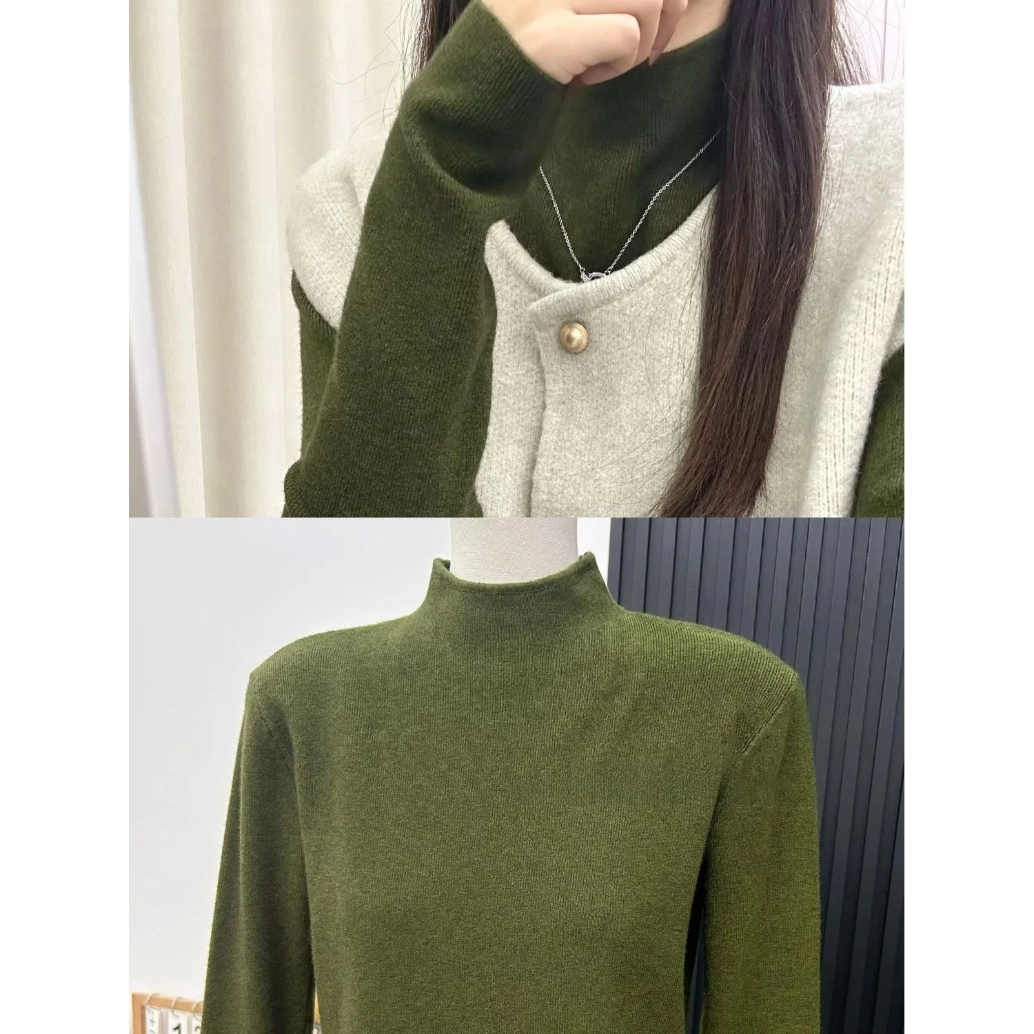 

Women's Slim Fit Long Sve Knitted Base irt f High Collar Pure Color Inner Wear een Color Commute Sle Winter irt