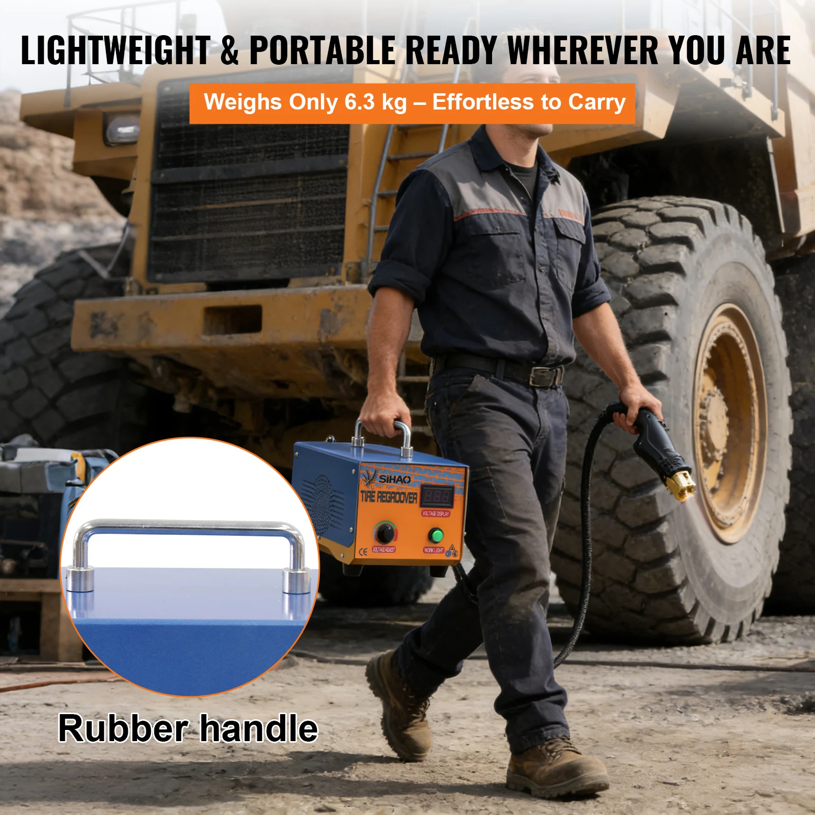 SIHAO 1KW Digital Rubber Tire Regrooving Machine Tire Grooving Tool Equipped with U/V-shaped Tire Rubber Cutting Machine Blades