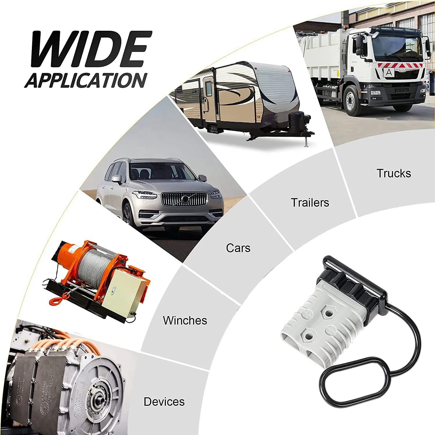2Pcs 2/0 AWG 350A Battery Power Connector Cable Quick Connect Disconnect Kit For Anderson Connector For Winch Trailer-T61C