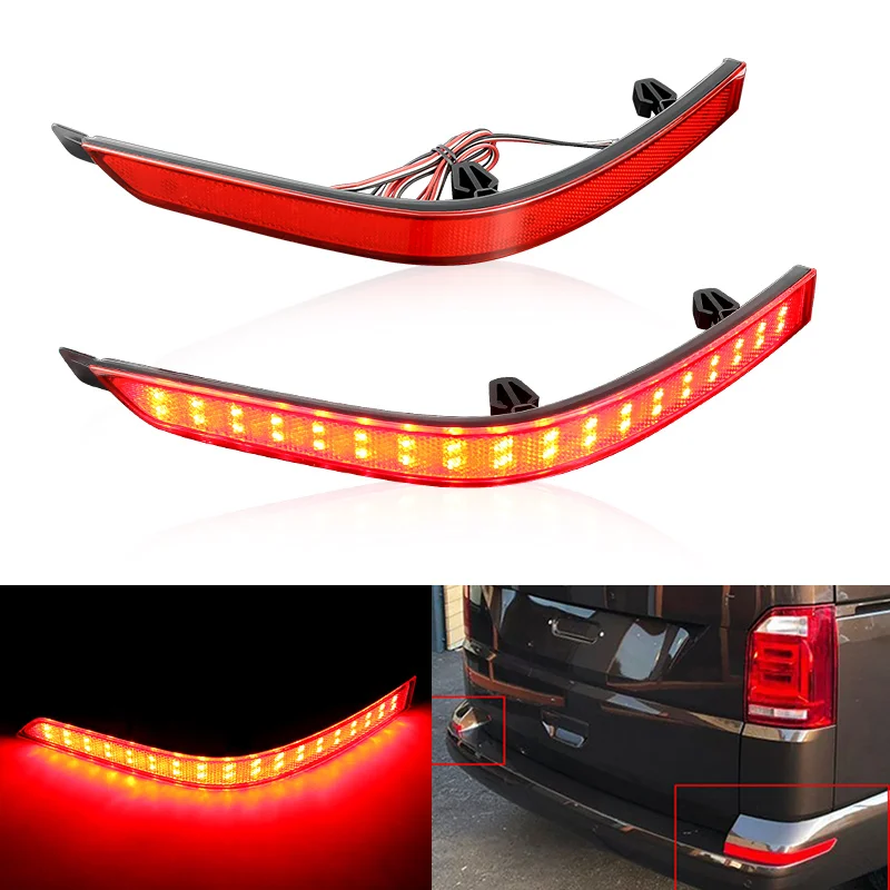 

Red Rear Bumper Reflector Light for VW Transporter T6 Multivan for Caravelle 2015-2020 LED Brake Signal Taillight Fog Lamp, 2PCS