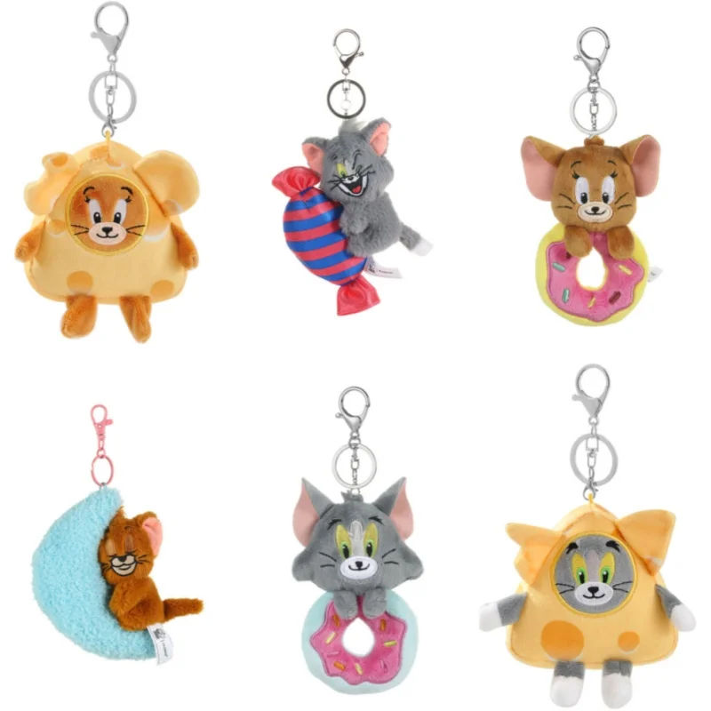 

12cm Anime Tom And Jerry Plush Keychains Dolls Stuffed Animals Backpack Hangings Small Pendant Christmas Birthday Gifts