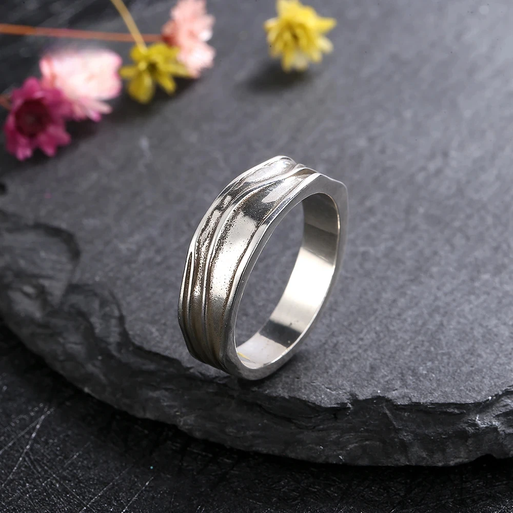 

925 Sterling Silver Ring Simple Interwoven Texture Ring for Women Men Wedding Anniversary Birthday Gift Fine Party Jewelry