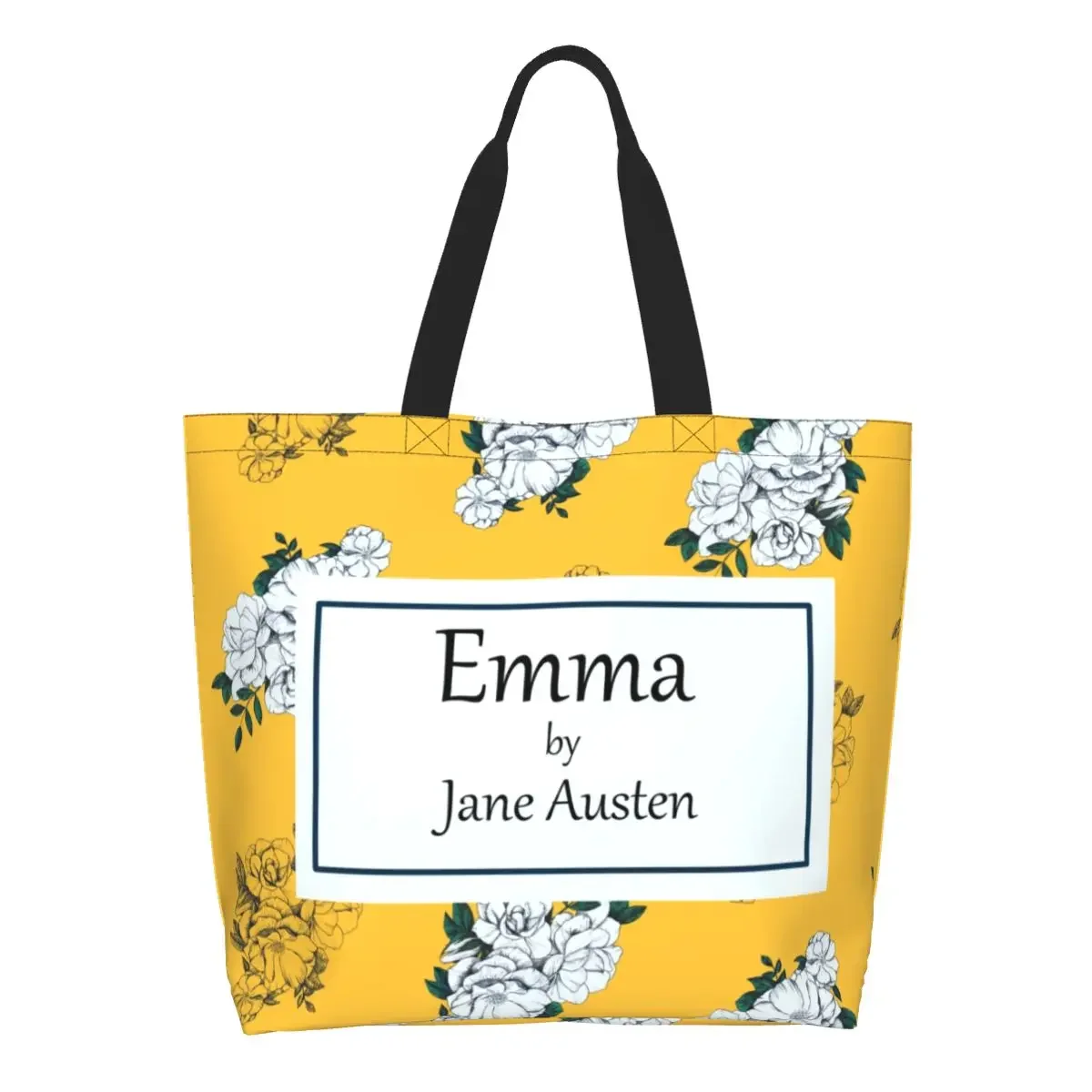 

Cute Print Emma By Jane Austen Shopping Tote Bags Recycling Canvas Shoulder Shopper Pride and Prejudice Handbag