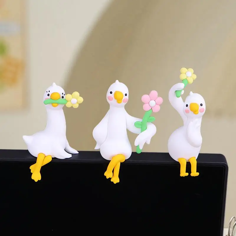 Cute 3D Duck Figurine Mini Resin Duck Ornament Cartoon Animal Decor For Desk Car Dashboard Monitor Gift Idea view 3
